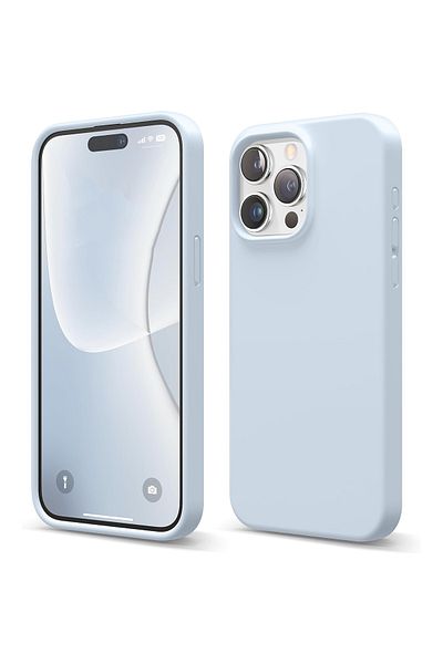 Merwish غطاء حماية من السيليكون متوافق مع هاتف Apple Iphone 12 Promax مع شعار مخملي باللون الأزرق الفاتح