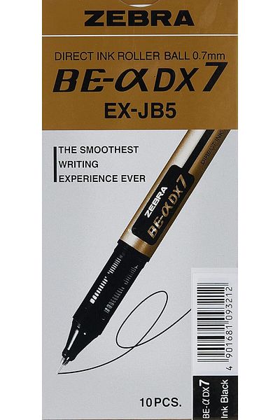 Zebra DX7 Liquid Ink Rollerball 0.7 Medium - Black (Pack of 10)