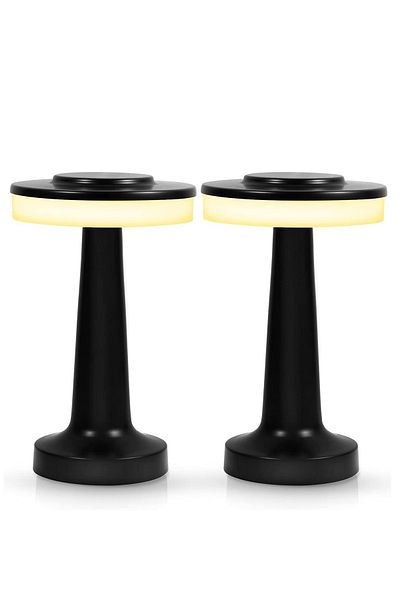 Taimi 2-Pieces Portable LED Table Lamp with Touch Sensor 1000mAh Thin corner Black