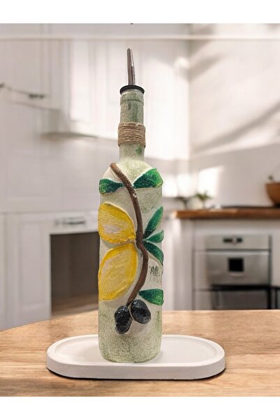 Mes Reves اليدوية النقش الطين تطبيق الزيتون والليمون نمط الزجاج زجاجة الخل وعاء النفط ، ديكور المطبخ