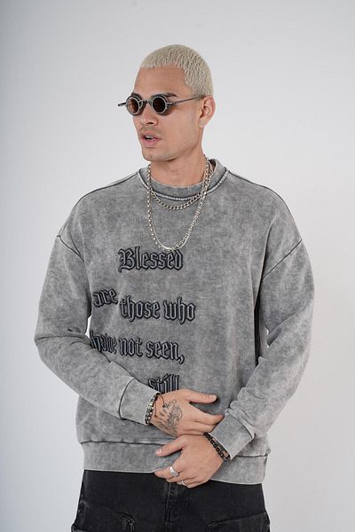 king brich Φούτερ Unisex με κέντημα με γράμματα με λαιμόκοψη