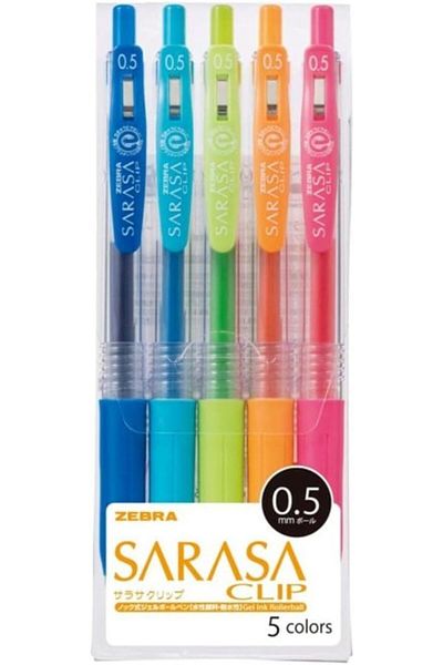 Zebra Sarasa Clip 0.5, 5 Color Set (JJ15-5CA)