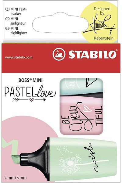 Stabilo قلم تمييز - محفظة BOSS MINI Pastellove بثلاثة ألوان متنوعة