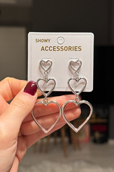 H&E LUXURY DESIGN Kadın Sallantılı Uzun Kalp Küpe