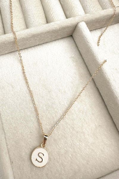 Modex Gold Enamel Letter Necklace