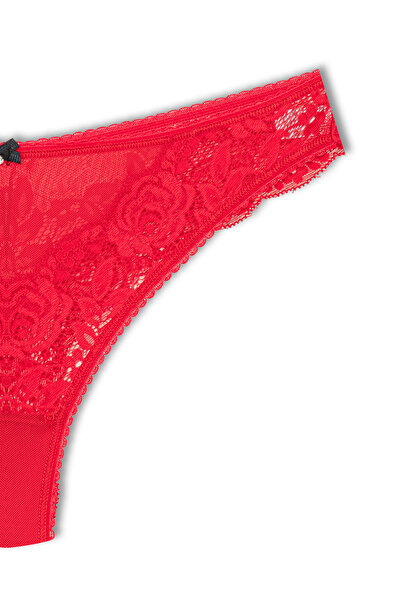 HNX Chiloți de damă cu dantelă roșie, pachet de 3