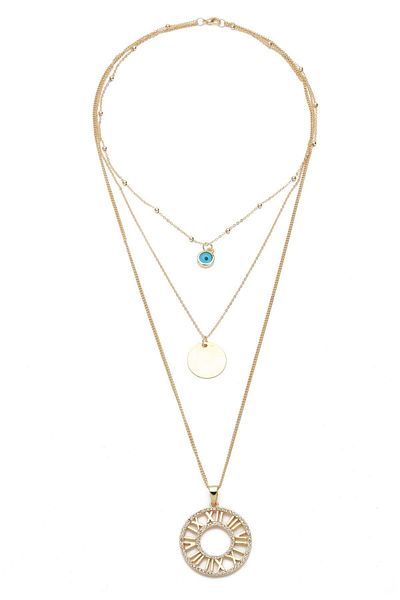 Modex Gold Color Roman Numeral Evil Eye Necklace