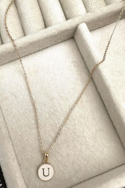 Modex Gold Enamel Letter Necklace