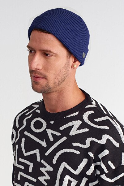 Külah Beretă scurtă rolled pentru bărbați, albastru bleumarin