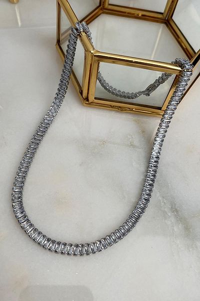 Modex Zircon Baguette Stone Waterway Necklace (38 cm)