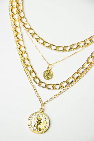 Modex Gold Quadruple Medallion Combination Necklace