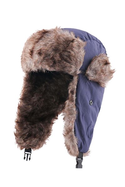 Külah Căciulă de schi pentru adulți, albastru marin, cu blană artificială