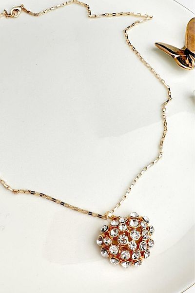 Modex Gold Color Stoned Heart Necklace