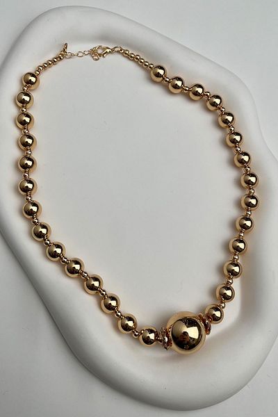 Modex Stone Detailed Row Ball Necklace (Ccb Size: 45+5 cm)