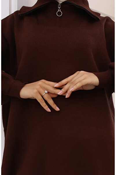 sefamerve Brown Knitwear Tunic - Model 11043-06