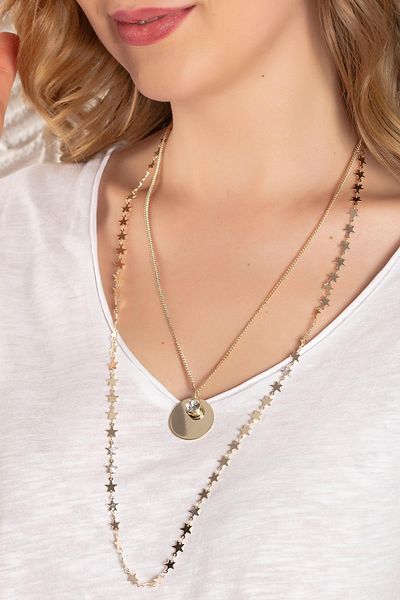 Modex Gold Yellow Double Necklace with Star Figure