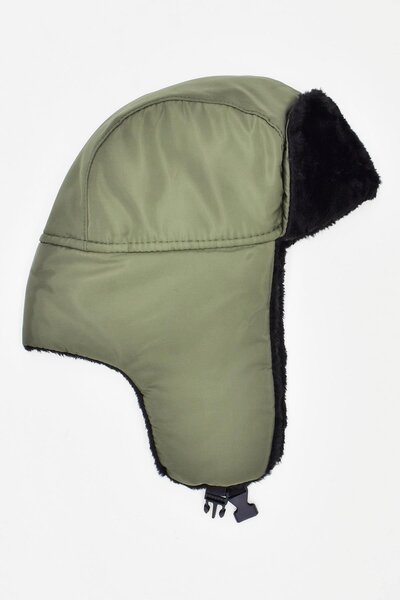 Külah Pălărie cu inimă verde Pilot Beanie cu blană artificială