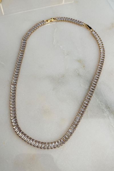 Modex Zircon Baguette Stone Waterway Necklace (38 cm)