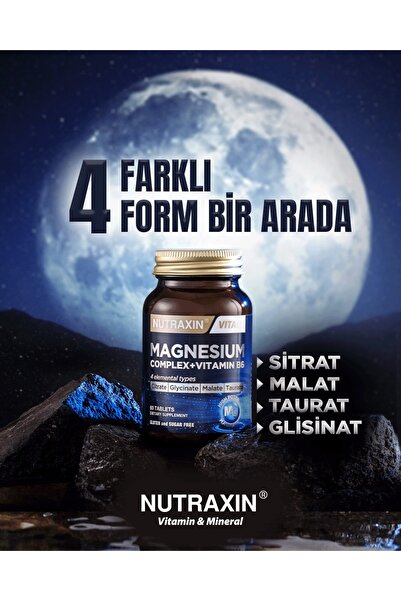 Nutraxin Magnesium Complex ve Vitamin B6 İçeren 60 Tablet + 100ml Facial Cleanser Jel Hediye