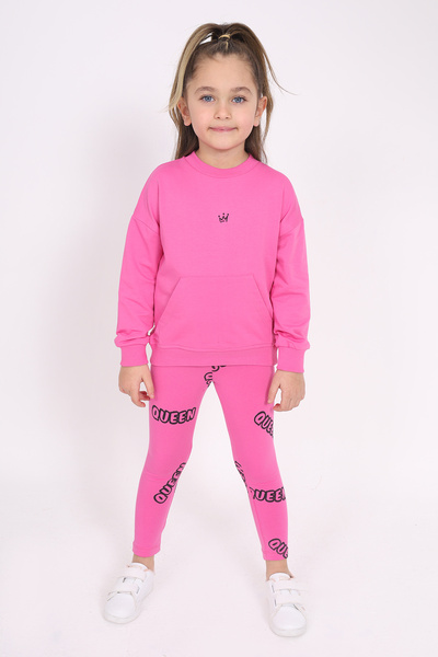 Toontoy Σετ κοριτσίστικο κολάν με κέντημα με τσέπες καγκουρό