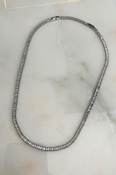 Modex Zircon Baguette Stone Waterway Necklace (38 cm)