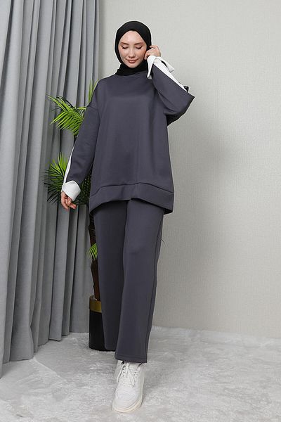 GİZ AGİYİM Anthracite Skuba Set - Garnished Design