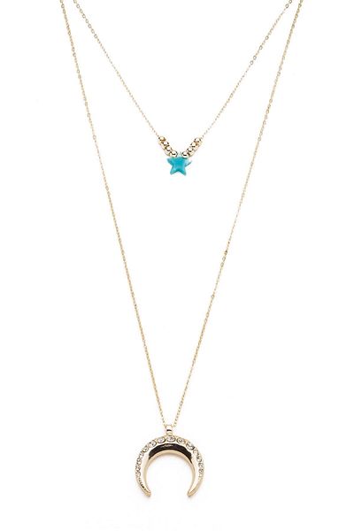 Modex Blue Crescent Necklace with Star Figure - Golden Yellow