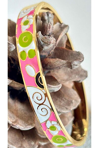 juleeco Renkli Mineli Gold Çelik Kelepçe(17-18cm)