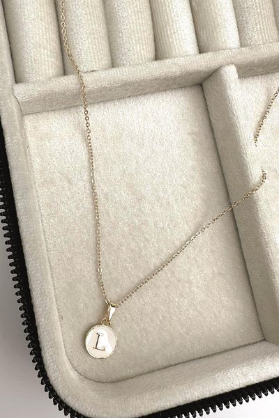 Modex Gold Enamel Letter Necklace