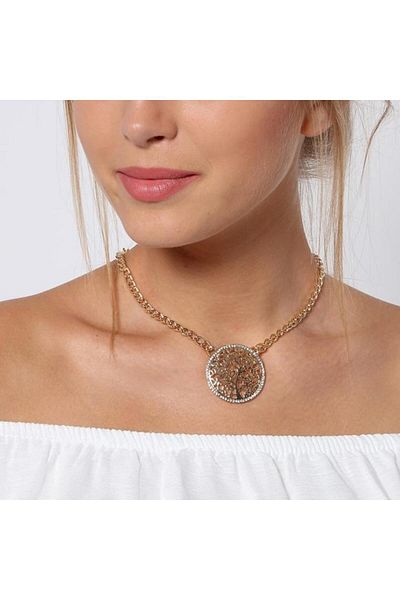 Modex Gold Plated Tree of Life Necklace with Stone Detail