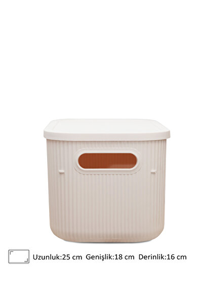HOMİNG Homing Soft Krem Rengi Çok Amaçlı Kapaklı Organizer Kutu 6.2lt