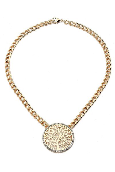 Modex Gold Plated Tree of Life Necklace with Stone Detail