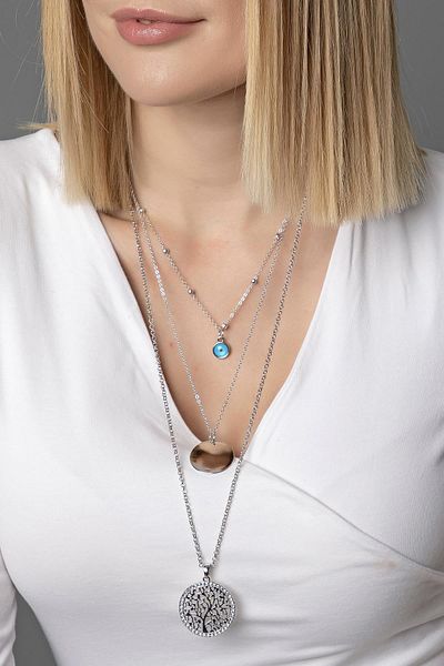 Modex Silver Color Tree of Life Figure Necklace