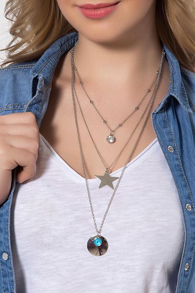 Modex Star Detailed Coin Necklace