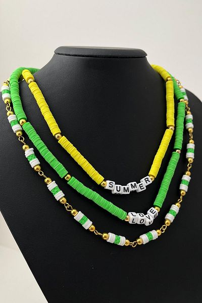 Modex Triple Combination Fimo Necklace (Size:43+5 cm)
