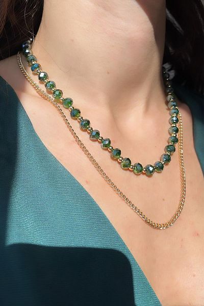 Modex Crystal Beaded Double Necklace