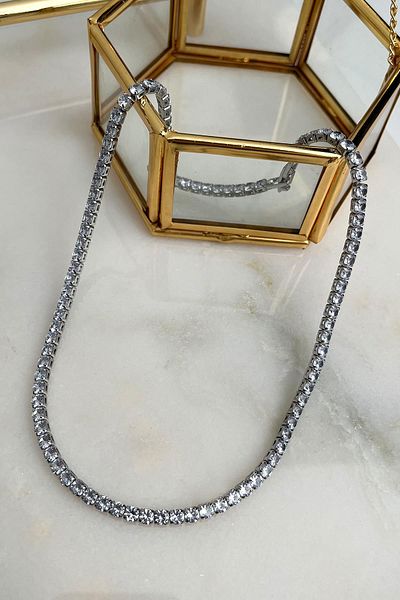 Modex Zircon Square Stone Waterway Necklace (38 cm)