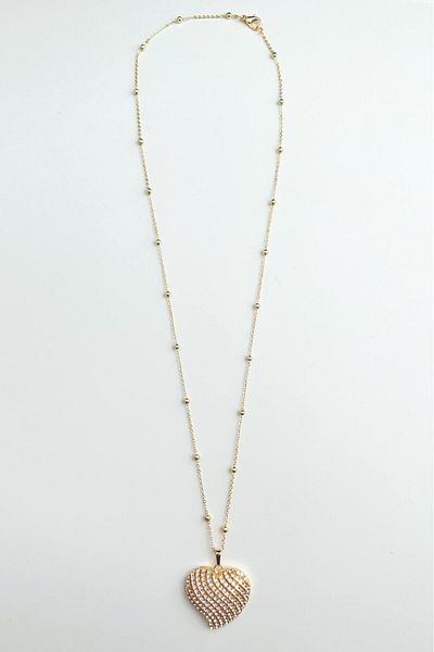 Modex Gold Color Stoned Heart Necklace Gift for Lover