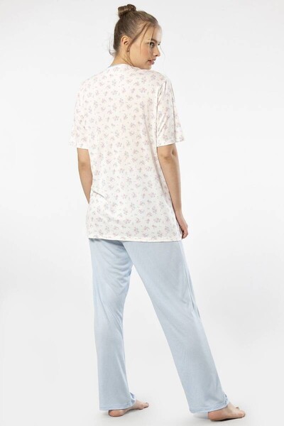 TÜREN 3369 Set de pijamale pentru femei cu mâneci scurte, cu imprimeu, cu plăci