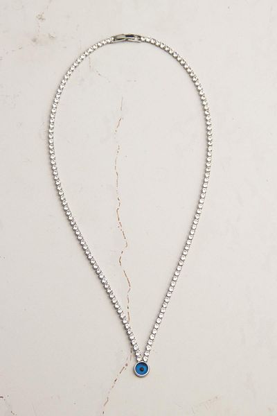 Modex Evil Eye Figured Stripe Zircon Stone Necklace