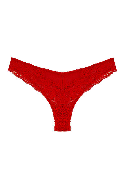HNX Chiloți de damă cu dantelă roșie, pachet de 3