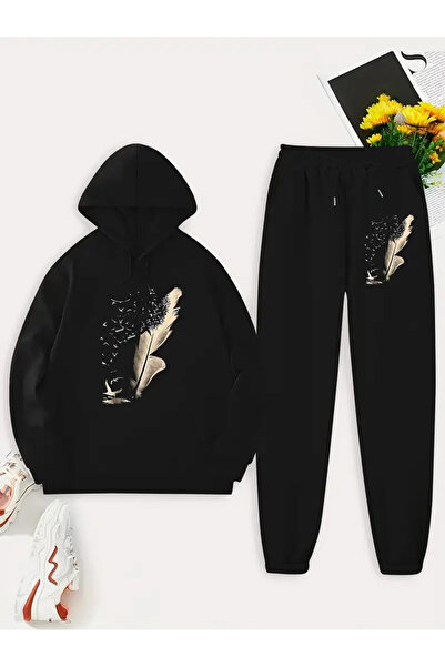 Nebulaa Tekstil Σετ άνετων παντελονιών με σχέδιο πουπουλένιας φτερούγας Nebul...