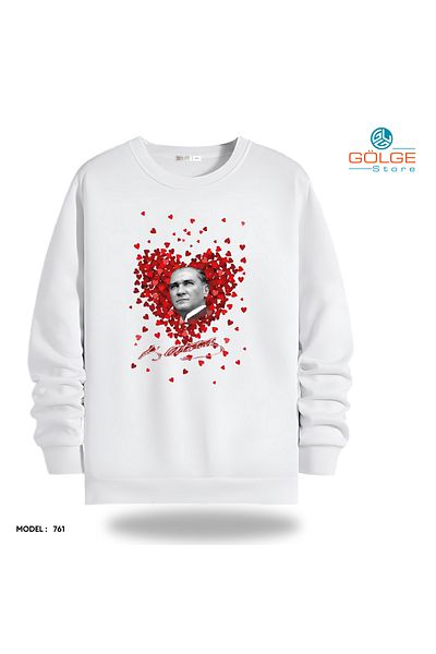 Gölge Store Ειδικό σχέδιο με οπτικό Atatürk - Unisex Slimfit Crew Neck φούτερ