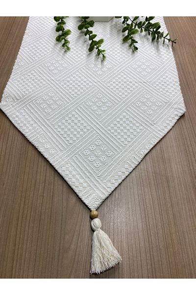 LILYUM Αρχική 40x100 εκ. Αυθεντική χειροποίητη ύφασμα Buldan από οργανικό βαμβάκι Runner με φούντες
