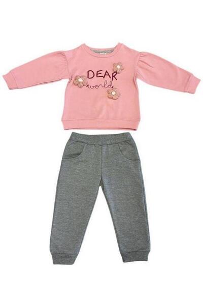 Zekids Girl's Dear Written Cotton Tracksuit Set