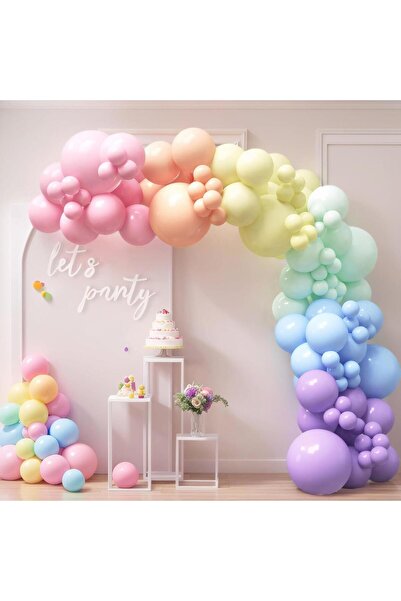 turkuaz parti Makaron Konsept Balon Seti 60'lı