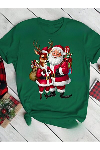 OVER HEAD Різдвяний Санта-Клаус з оленями, новорічна тематика, футболка