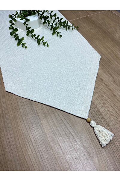 LILYUM Home 40X100 cm Authentic Handcrafted Buldan Cloth Organic Cotton Runner with Tassels