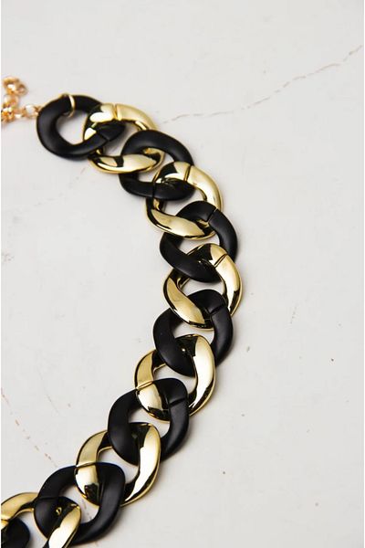 Modex Gold-Black Ring Chain Necklace (44+5cm)