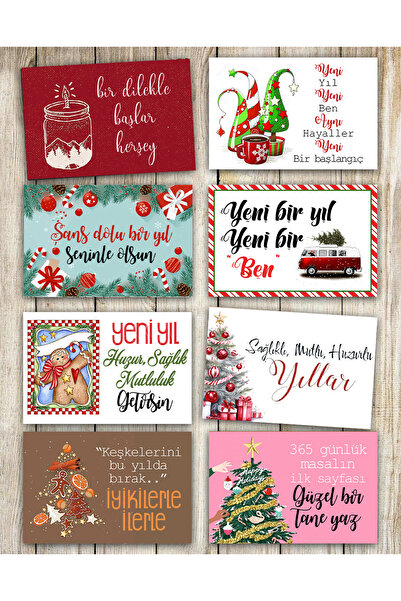 Pankart Evi 8 بطاقات تهنئة صغيرة للاحتفال بالعام الجديد هدية